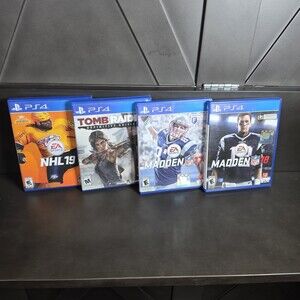 Lot Of 4 PS 4 Games Madden 17, 18, NHL 19, Tomb Raider Definitive Edition